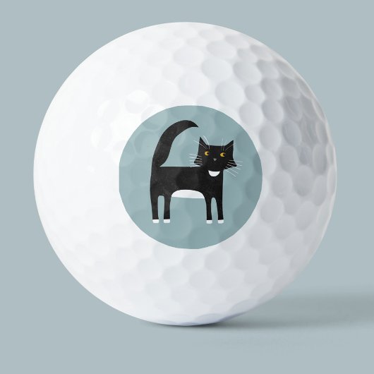 Black and White Tuxedo Cat Golf Balls Golfball