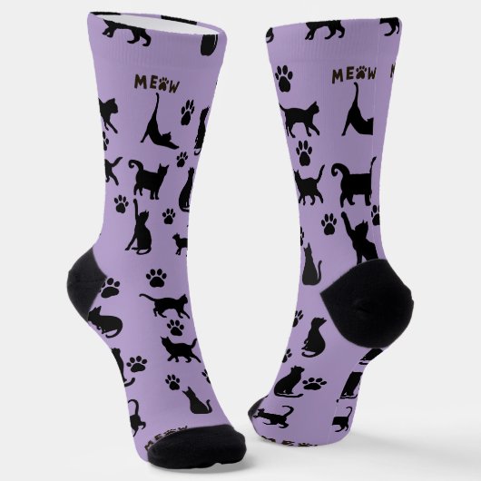 Black and White Tuxedo Cat Patterned Socks Gift Socken (Gewinkelt)