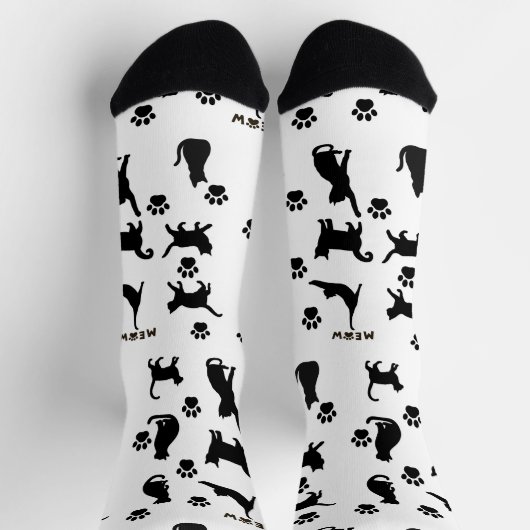 Black and White Tuxedo Cat Patterned Socks Gift Socken (Oben)