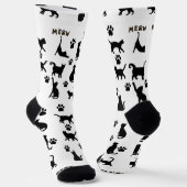 Black and White Tuxedo Cat Patterned Socks Gift Socken (Gewinkelt)