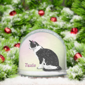 Black and White Tuxedo Cat Personalized Schneekugeln (Weihnachten)