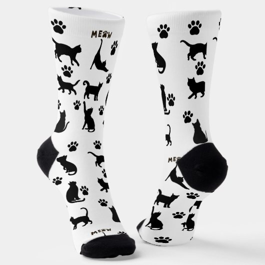 Black and White Tuxedo Cat Socks Pattern Gift Socken (Gewinkelt)