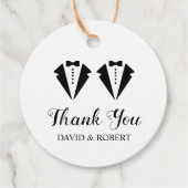 Black and white tuxedo two grooms gay wedding geschenkanhänger (Vorderseite)