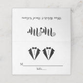 Black and white tuxedo two grooms gay wedding platzkarte (Außenseite Aufgefaltet)