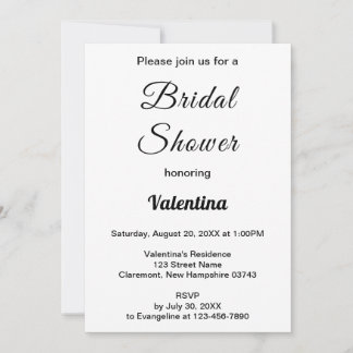 Black and White Typography Bridal Shower Einladung