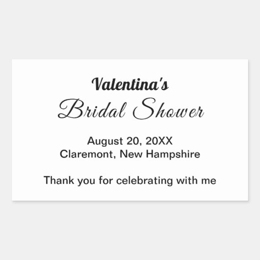 Black and White Typography Bridal Shower Rechteckiger Aufkleber (Vorderseite)