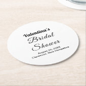 Black and White Typography Bridal Shower Runder Pappuntersetzer (Angewinkelt)