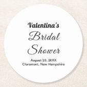Black and White Typography Bridal Shower Runder Pappuntersetzer (Vorderseite)