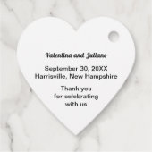 Black and White Typography Heart Shape Wedding Geschenkanhänger (Rückseite)