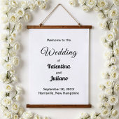 Black and White Typography Wedding Wandteppich Mit Holzrahmen