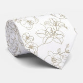 Black and White Vintage Floral Face Line Pattern 2 Krawatte (Gerollt)