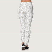 Black and White Vintage Floral Face Line Pattern 2 Leggings (Rückseite)
