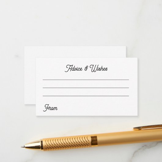 Black and white wedding advice cards begleitkarte (Vorderseite/Rückseite Beispiel)