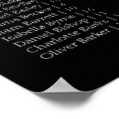 Black and White Wedding Alphabetical Seating Chart Poster (Ecke)