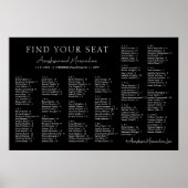 Black and White Wedding Alphabetical Seating Chart Poster (Vorne)