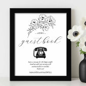 Black and White Wedding Audio Guest Book Sign Poster