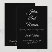 Black and White Wedding  Einladung (Vorne/Hinten)