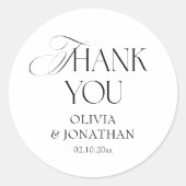 Black and White Wedding Favor Thank You Runder Aufkleber (Vorderseite)