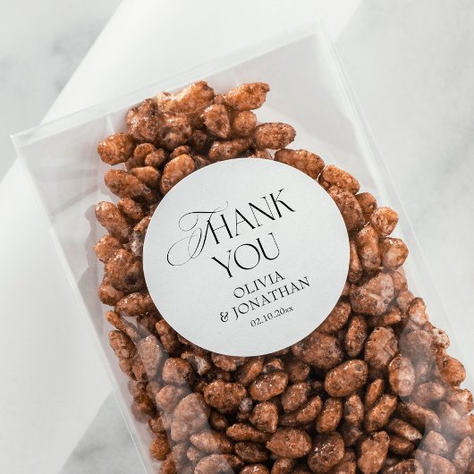 Black and White Wedding Favor Thank You Runder Aufkleber