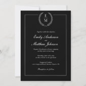 Black And White Wedding Invitation QR Code Einladung (Vorderseite)