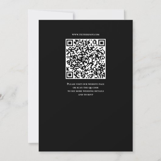 Black And White Wedding Invitation QR Code Einladung (Rückseite)