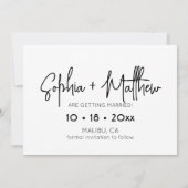 Black and White Wedding Photo Save The Date (Rückseite)