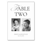 Black and White Wedding Photo Tischnummer (Rückseite)