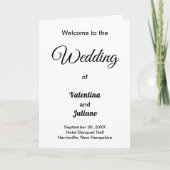 Black and White Wedding Program Programm (Vorderseite)