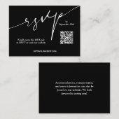 Black and White Wedding QR Code Begleitkarte (Vorne/Hinten)