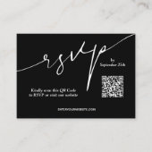 Black and White Wedding QR Code Begleitkarte (Vorderseite)