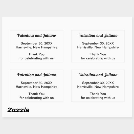 Black and White Wedding Rectangle Favor Sticker (Blatt)