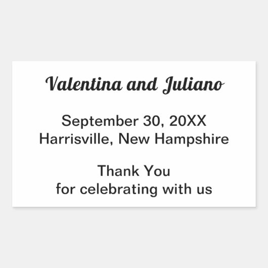 Black and White Wedding Rectangle Favor Sticker (Vorderseite)
