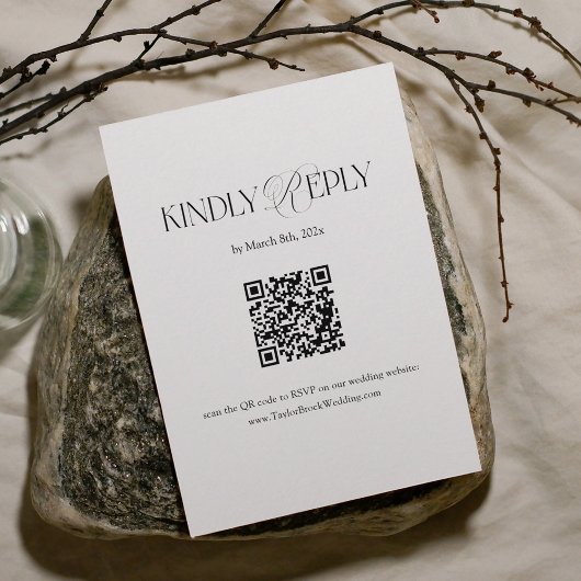 Black and White Wedding RSVP Qr Code Begleitkarte