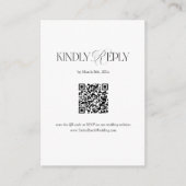 Black and White Wedding RSVP Qr Code Begleitkarte (Vorderseite)
