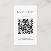 Black and White Wedding RSVP Qr Code Enclosure Car Begleitkarte (Vorderseite)