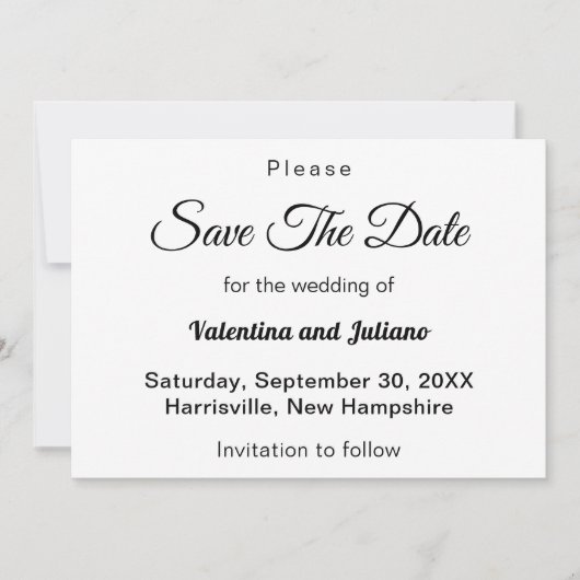Black and White Wedding Save The Date (Vorderseite)