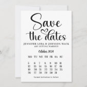 black and white wedding save the dates Calendar  Save The Date (Vorderseite)