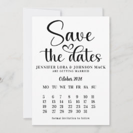black and white wedding save the dates Calendar Save The Date