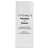 Black and White Wedding Wine Gift Bag Geschenktüte Für Weinflaschen (Vorderseite)