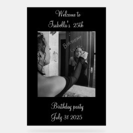 Black and white Welcome to the birthday party Acrylschild