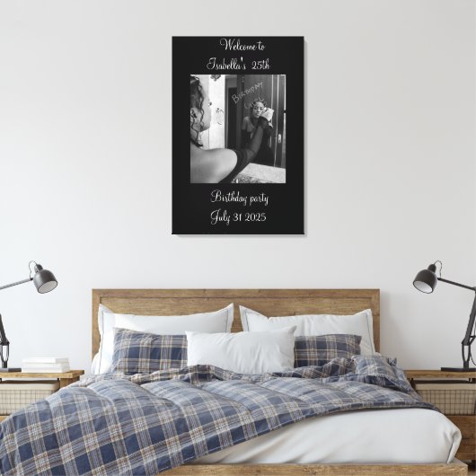 Black and white Welcome to the birthday party Leinwanddruck (Insitu (Schlafzimmer))