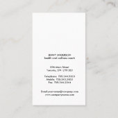 Black and White Wellness Coach Business Card Visitenkarte (Rückseite)