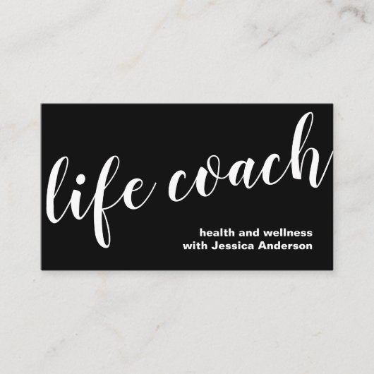Black and White Wellness Coach Business Card Visitenkarte (Vorderseite)