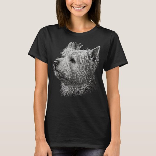 Black and White West Highland White Terrier Dog Cr T-Shirt (Vorderseite)