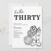 Black and White Western Rodeo 30th Birthday Party Einladung (Vorderseite)