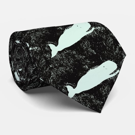 Black and White Whale Krawatte (Gerollt)