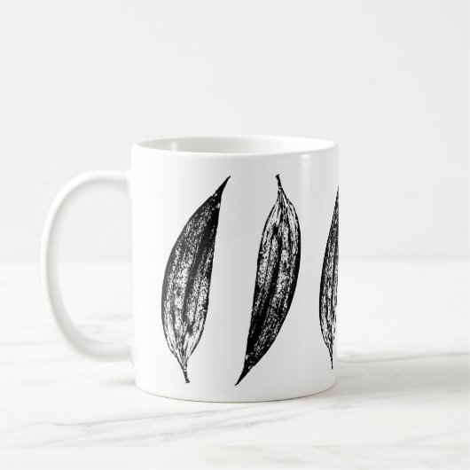 Black and White White Lily Leaf Print Kaffeetasse (Links)