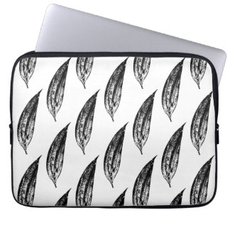Black and White White Lily Leaf Print Laptopschutzhülle