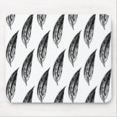 Black and White White Lily Leaf Print Mousepad (Vorne)