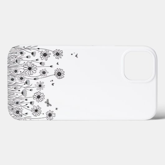 Black and White Wildflower iPhone 13 Case (Rückseite (Horizontal))